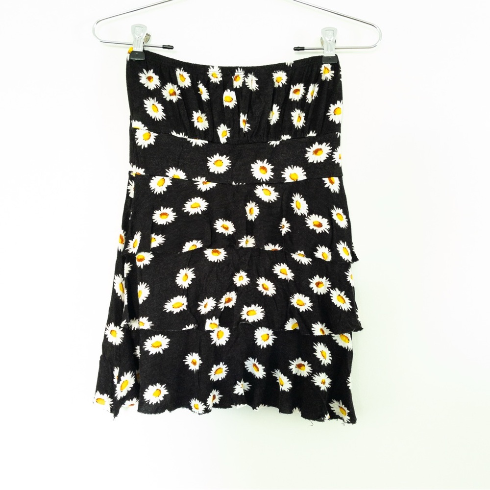 DEB Y2K 2000's Layered Look Ruffle Tiered Daisy Print Strapless Top Medium